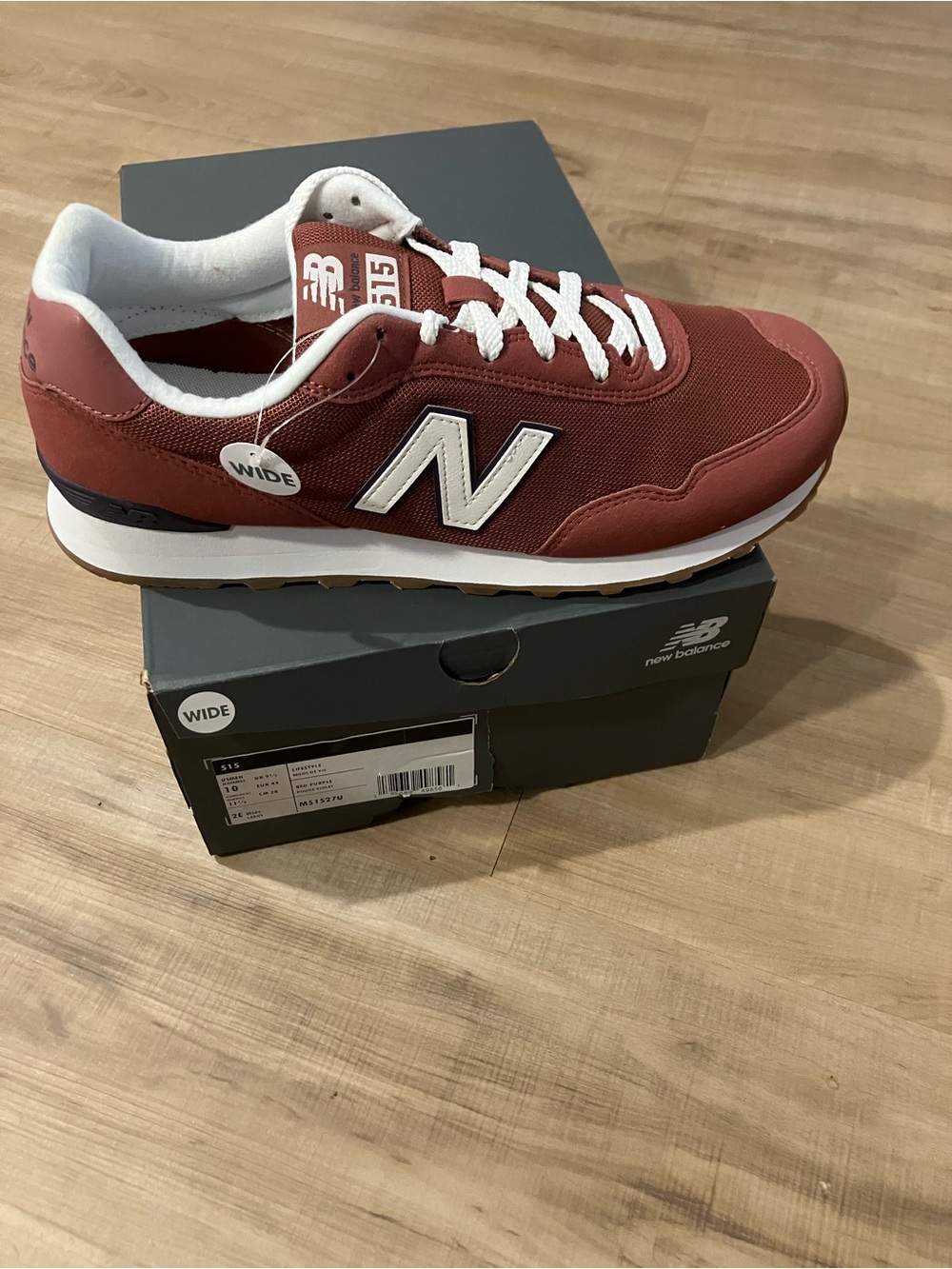 New Balance Men's 515 Wide Sneaker - Rust Red with White